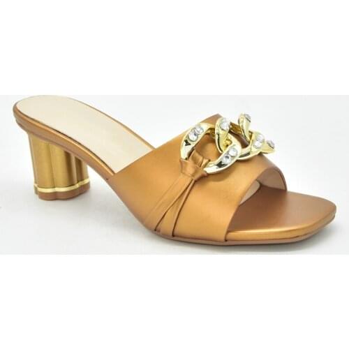 Strange Heel Peep Toe Slippers Shallow Novelty Patchwork Party Metal Decoratio Sweet Women Shoes High Heel Wedding Shoes Bride