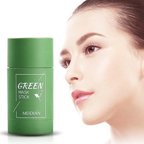 Solid Mask Green Tea Cleansing Purifying Clay Stick Mask Oil Control Anti-Acne Eggplant Skin Care Whitening Care Face TSLM1