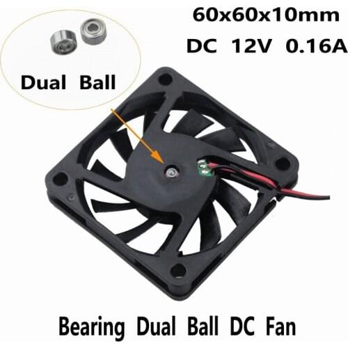 5 Pieces Gdstime 2Pin DC 12V Brushless Two Ball Bearing Motor Cooler Fan 60mm High Speed 60x60x10mm 6cm