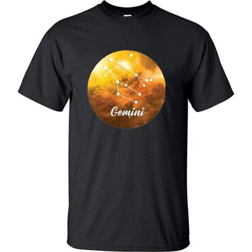 Constellation Print T-shirts Gemini T Shirts Couple Tshirt Men 100% Cotton Streetwear Fashion Unisex Tee Shirt Homme Tops Tees