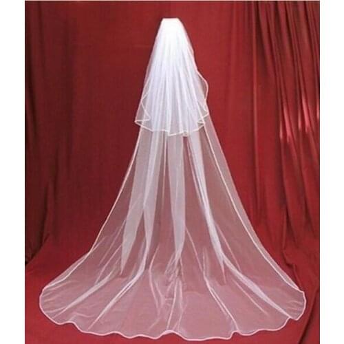 New Arrival White Ivory Two layer Bridal veil long 2021 Velo de novia wedding veil Wedding accessories velo de novia
