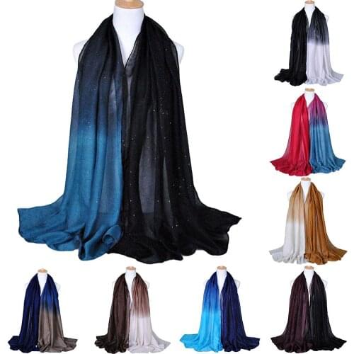 Women Fashion Gradient Color Voile Scarf Lightweight Soft Long Neck Wrap Shawl Women Female Shawls