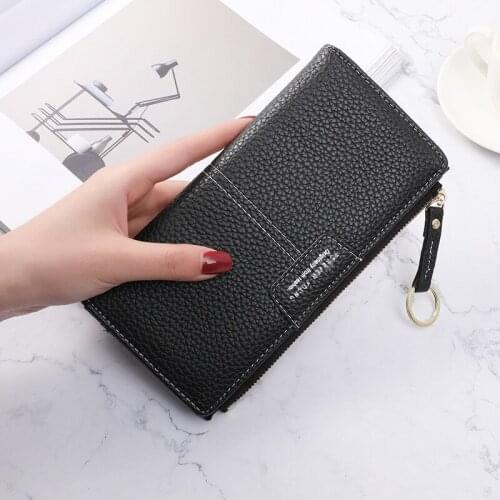New Style Wallet Ladies Long Pure Color Simple Multi-card Position Large Capacity Zipper Clutch Wallet Hot Sale