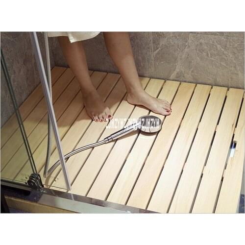 001 Bathroom Wood Strip Floor Doormat Bath Wood Non-Slip Mold Resistant Mat Shower Mat Bamboo Floor