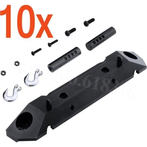 10 Sets/Lot Aluminum Rear Bumper with Metal Tow Hook for 1/10 Axial SCX10 RC Rock Crawler Hop Up Parts AX80126 CNC