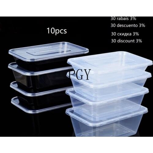 10pcs disposable lunch box with lid thickened sealed food grade PP plastic material convenient lunch box takeaway packaging box