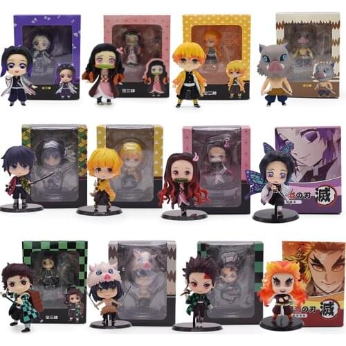 10cm Q Ver. Anime Demon Slayer Figure Tanjirou Nezuko Kyoujurou Zenitsu Shinobu Inosuke Kimetsu no Yaiba PVC Action Model Toys