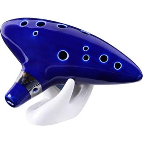 12 Hole Ocarina Ceramic Alto tone C Ocarina Flute Blue Instrument free shipping portable wind instrument OF02