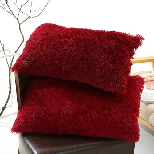 2 Pcs/set Fluffy PV Plush Pillow Case Super Soft Bedding Supplies Shaggy Fuzzy Fur Faux Warm Pillow Case