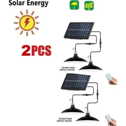 2pcs Retro Lampshade Large angle lighting Solar Pendant Light Outdoor Indoor Solar Lamp Cable Suitable for courtyard, garden, in