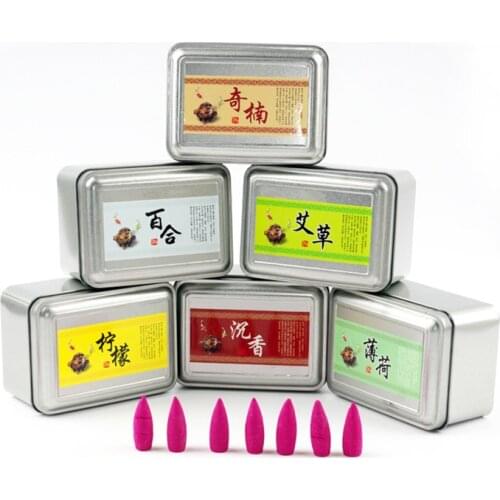 70 Pcs/Box Backflow Incense Sticks Rose Lemon Natural Flavor Sandalwood Incense Meditation Home Fragrance