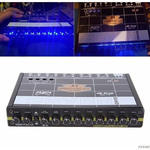 40Hz-120Hz Car Audio 7 Band Equalizer Modified Car EQ Equalizer Class Fever Audio Car Tuner 10K OHMS Auto Equalizers-Y162