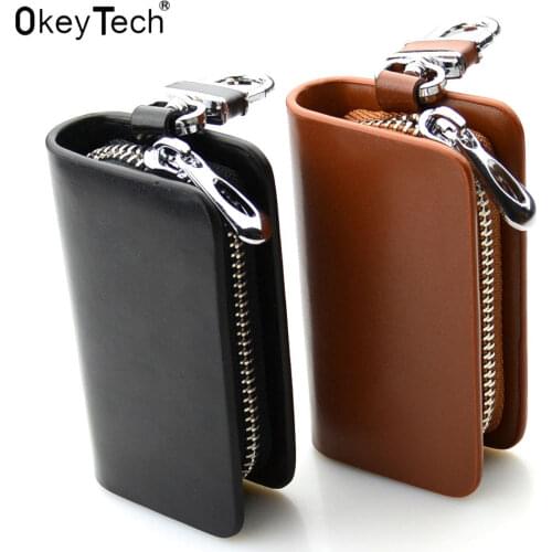 OkeyTech 2017 Leather Men & Women Car Key Bag Multi Function Key Case for vw for kia Fashion Housekeeper Holders auto Key Rings