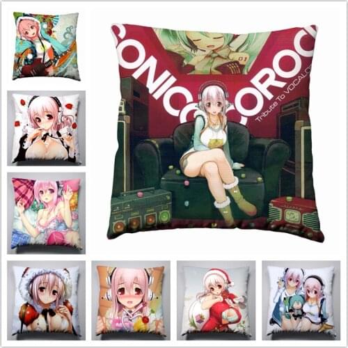 Anime SONICOMI Super Sonico 40x40cm Pillow Case Decorative Customized Cover Seat Bedding Cushion Silk Pillowcase