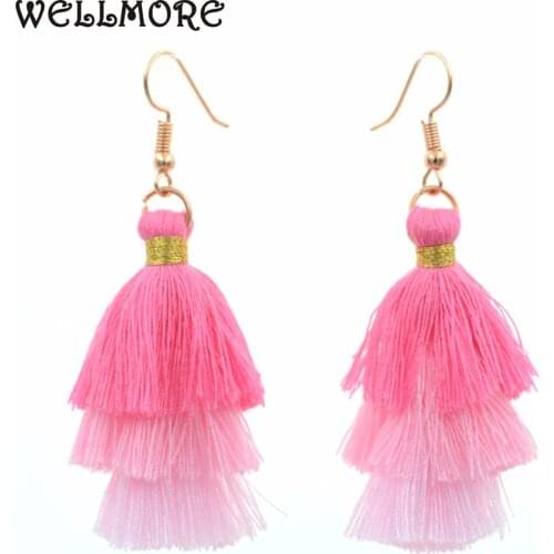 WELLMORE Fringed Statement long tassel earrings bohemia drop earrings for women jewelry wholesale