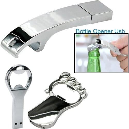 USB Flash Drive 128GB 64GB 32GB Bottle Opener Pen Drive 16GB 8GB 4GB USB 2.0 PenDrive Flash Memory Stick U Disk Customize LOGO