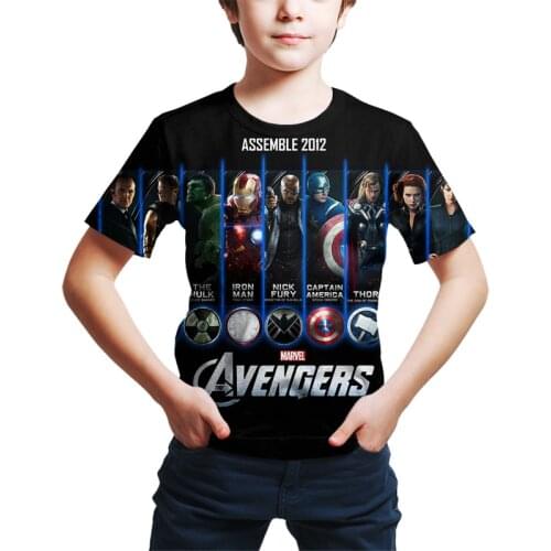 Anime Marvel The Avengers T Shirt Kids Tees 3D Printing Clothing Tops Disney Children Summer T-shirt Baby Boy Girl Funny Costume