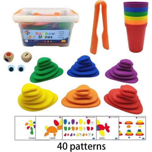 Hot Sale 1set Colored Cobblestone Blocks Puzzle Montessori Stacking Early Educational Learning Toy For Baby Kids Toddler