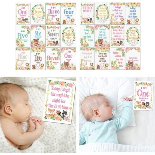 HX5D 12Pcs Milestone Photo Sharing Cards Gift Set Baby Age Cards Baby Milestone Cards
