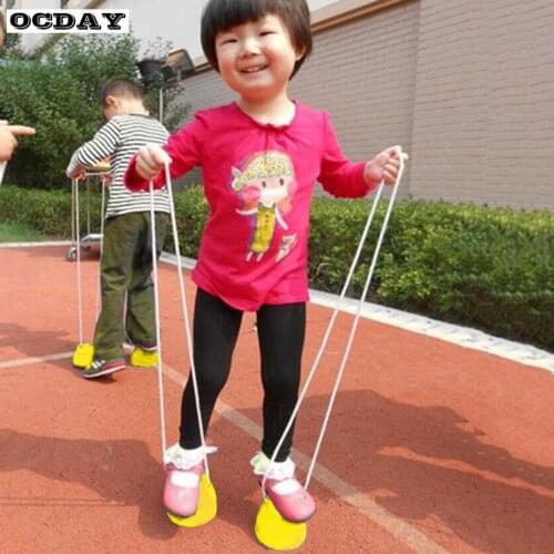1pcs OCDAY 7 Colors Walk Stilt Jump Toy Plastic Smile Face Pattern Children Outdoor Fun Sports Balance Training Toy Best Gift
