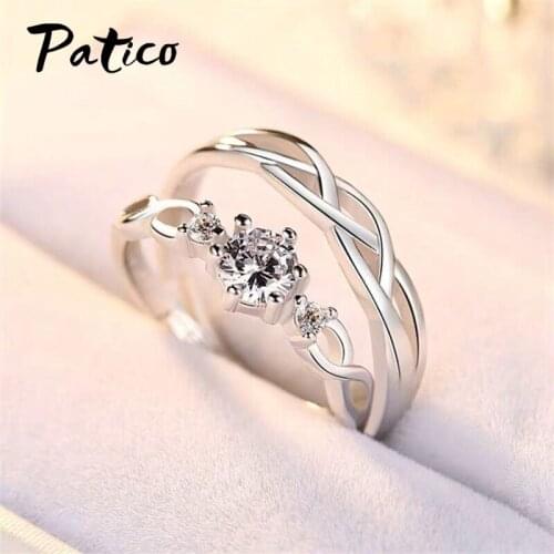 Luxury Adjustable Wedding Engagement Rings For Women Girls CZ Cubic Zirconia 925 Sterling Silver Fashion Jewelry Wholesale