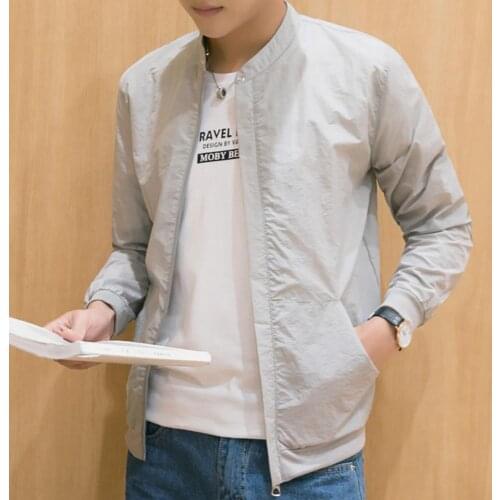 Men Long Sleeve Zip Pockets Jacket Ultra thin Breathable Anti Sun Coat For Boys Solid Color Stand Collar Male Outerwear