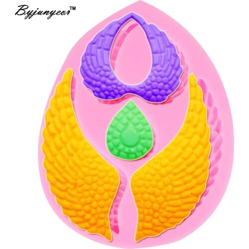 M316 Angel wings UV Resin Silicone Mold Fondant Chocolate Candy Lollipop Crystal Epoxy Soft Clay Bake Tools