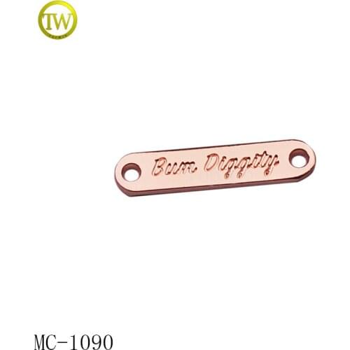 MC1090 Custom rose gold Small Metal logo Tags for garment label