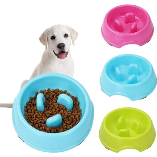 Pet Slow Down Eating Single Bowl Anti Skid Cat Dog Feeder Puppy Drinking Water Dishes Dogs Feeding Food Puzzle Bowls