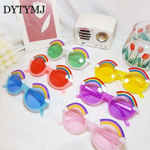 DYTYMJ 2021 New Girls Rainbow Sunglasses Baby Rainbow Decorative Sunglasses Retro Round Shades Cute Kids Sunglasses wholesale