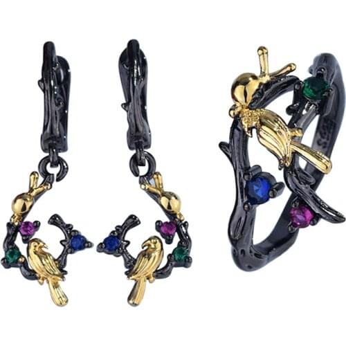 New Arrival Unique Long Drop For Women Bird Perching Branch Faux Finger Ring Dangle Jewery Design