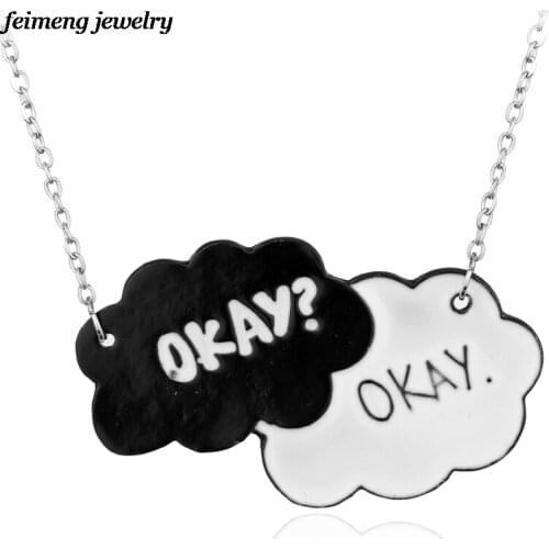The Fault in Our Stars Set of Two Okay Necklace Cloud Friendship Okay? Okay. Pendant Necklace Women Men Jewelry