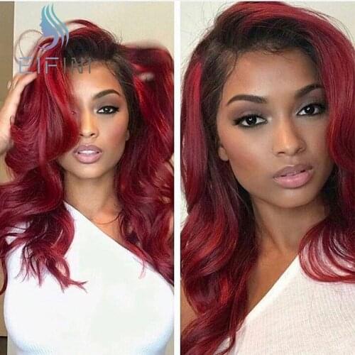 1B/99j Lace Front Human Hair Wig ombre Lace Front Wigs Remy Brazilian Human Hair Wigs Body Wave Lace Frontal Wig For Black Women