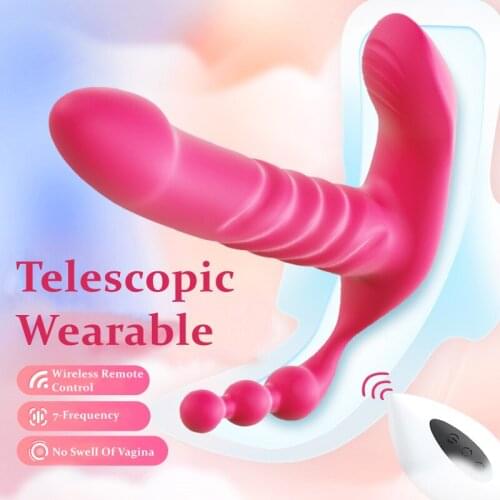 Wearable Telescopic Vibrating Egg Invisible Vibrator Remote Control Dildos G-Spot Clitoris Stimulation for Women Adult Sex Toys