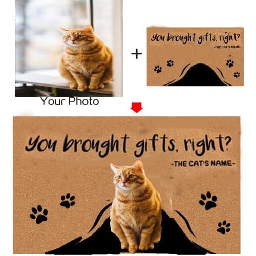 Personalized Custom Cat Doormat Text Name Pet Cat Photo Hilarious Cat Peeking Out Picture Cat Lovers Doormat Home Decoration En