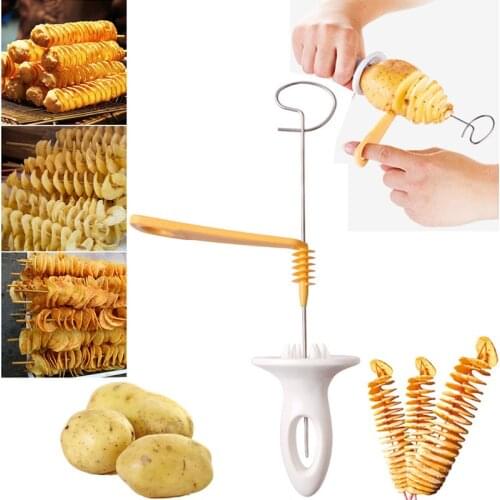 3 string Rotate Potato Slicer Stainless Steel +Plastic Twisted Potato Slice Cutter Spiral DIY Manual Creative Kitchen Gadgets