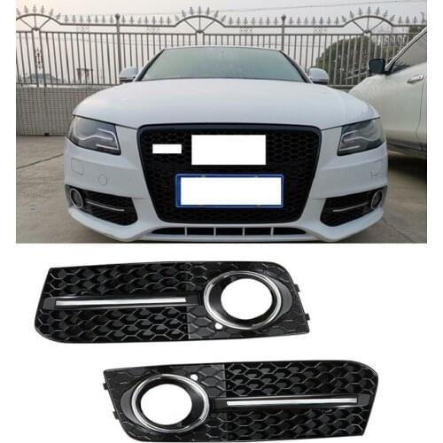 Lofty Richy For Audi A4 B8 2009-2011 Car Front Bumper Fog Light Grille Grills in Racing Grills Cover Lid Foglight Frame Shell