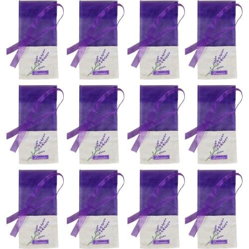 12Pcs Empty Lavender Sachet Bags Natural Lavender Bud Dry Flower Fragrance Bags Scented Fresh Wardrobe Car Air Refresh Bags A50