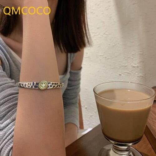 QMCOCO 925 Sterling Silver Wry Face Brcacelet INS Style Fashion Vintage Handmade Punk Hip-Hop Party Jewelry Gifts For Women