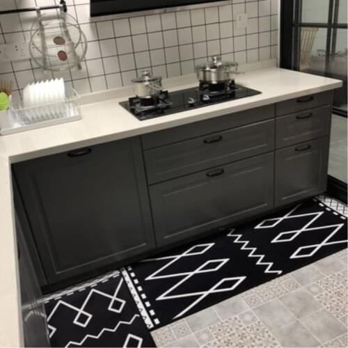 RAYUAN Nordic Style Black and White Geometric Kitchen Floor Mats Door Mat Long Carpets Anti-slip Doormat Rug Home Decor
