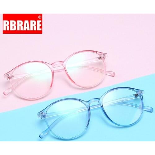 RBRARE 2021 New Round Frame Glasses Flat Mirror Anti-blue Light Eyeglasses Transparent Lens Ultra-light Reading Glasses Okulary