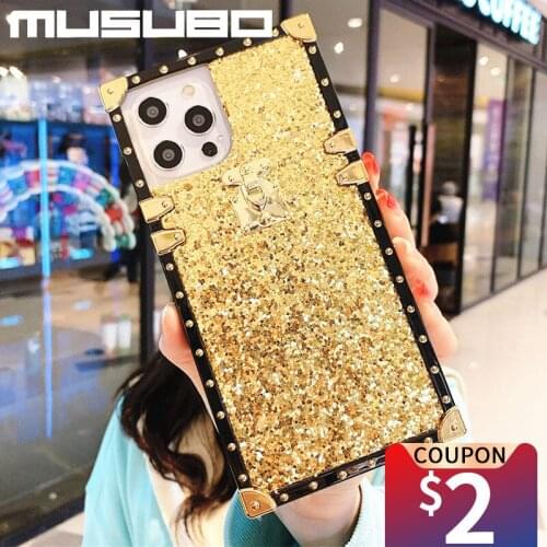 Musubo Luxury Square Phone Case For HUAWEI P40 PRO P30 LITE P20 NOVA 3I MATE 20 Honor 8X Flash diamond Soft Cover Girls Fashion