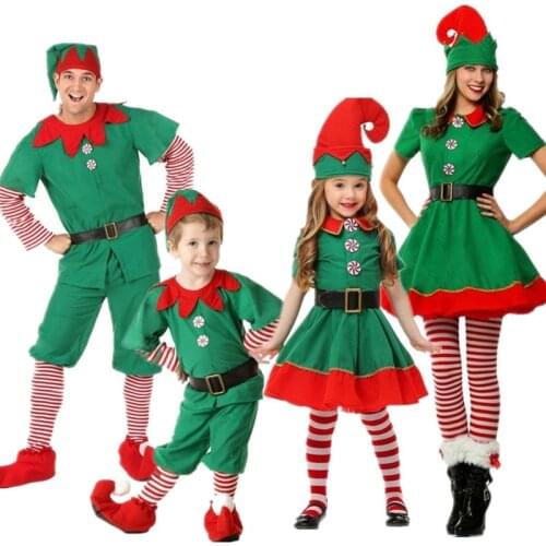 Christmas Outfit Green Elf Costume Christmas Matching Clothes Christmas Family Costume For Adult Kids Women Men Boy Girls
