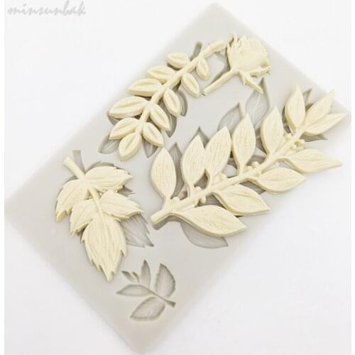 Minsunbak Leaf Silicone Mold Wedding Birthday Cake Decorated Fondant Mold Chocolate Gumpaste Baking Tools
