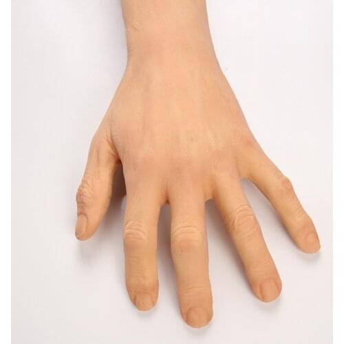 3 Colors 40CM Older men Silicone Prosthesis Hand Sleeve Highly Simulated Skin Artificial Arm Cover Scars ONE SIZE