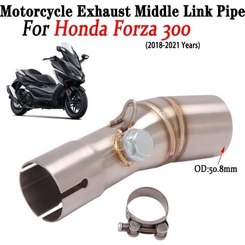 Slip on For Honda Forza 300 2018-2020 NSS350 2020 50.8mm Motorcycle Exhasut Middle Link Pipe Escape Moto Modified Muffler Tube