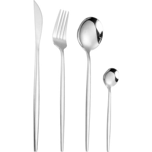 Tableware Stainless Steel Cutlery Set Kitchen Knives Forks Spoons Set Luxury Dinnerware Set Dinner Wedding Mirror Black Cutlery