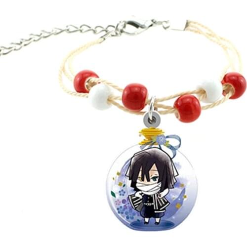 TAFREE Ghost Face Blade Character in Stained Glass Bottle Funny Bracelet Red and White Beaded Rope Chain Epoxy Bracelet