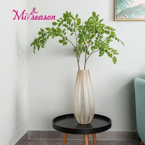 Long 120cm green leaves branches artificial tree leaf fake grass plant decoration for wall home wedding simulation flowers decor