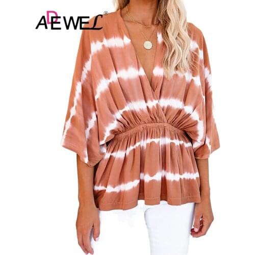 ADEWEL Harajuku Tie Dye Peplum Plis Size Top Mujer Camisetas Woman Tshirts Vetement Femme Roupas Femininas Polyester Clothes 2XL